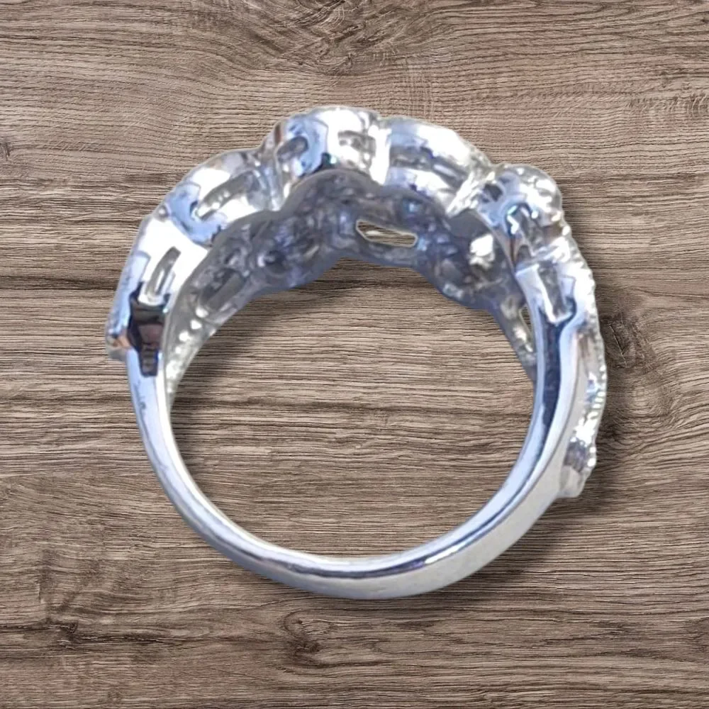 Lia Sophia Elegant Silver Floral Women's Ring SIZE 7